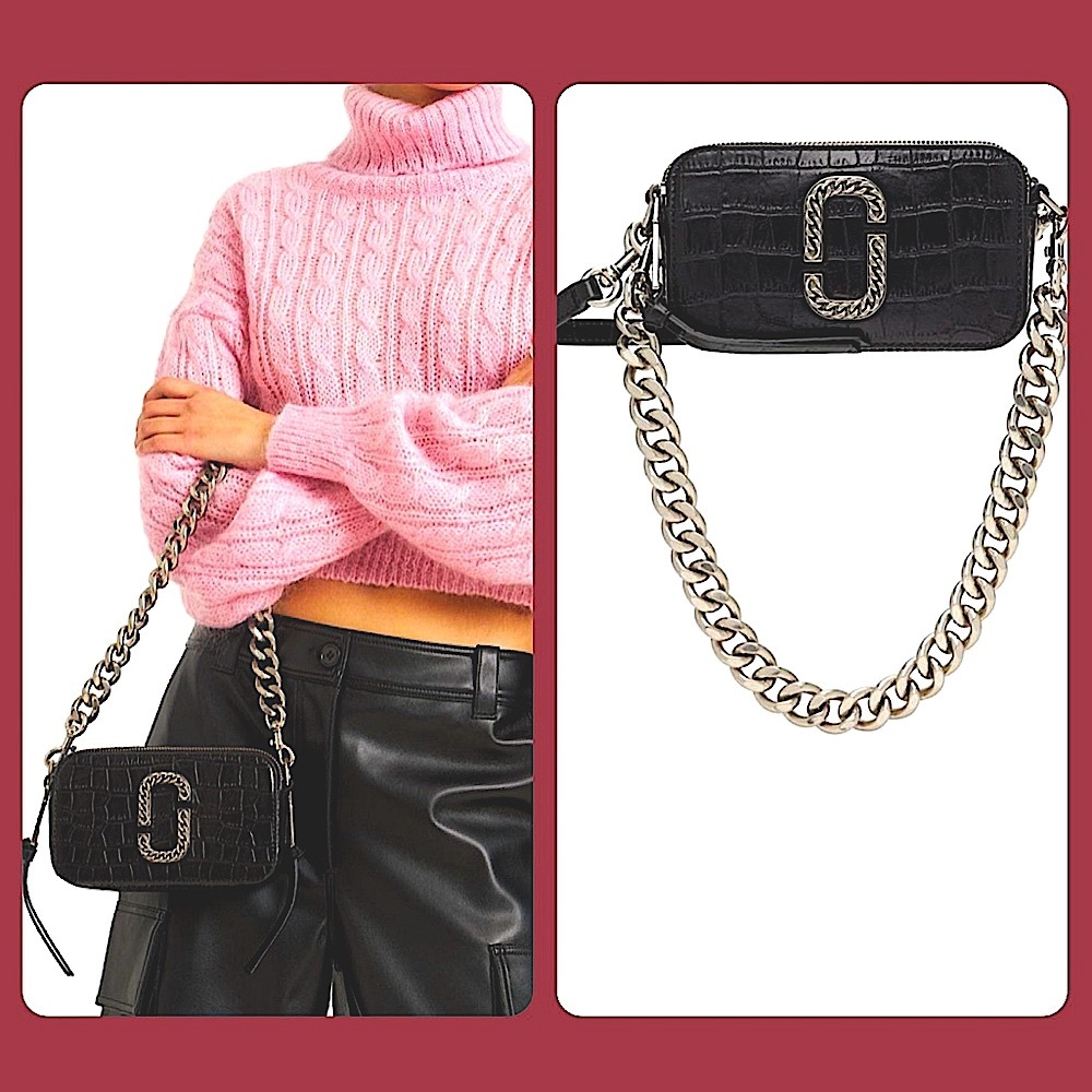 SALE❗️RARE THE MARC JACOBS SNAPSHOT CROC EMBOSSED BAG CHAIN &LEATHER STRAP - Picture 5 of 17